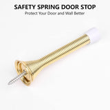 Spring Door Stop Set – Silver or Brass Finish | 75mm Heavy Duty Metal Spring Stops with Base Plate & Anti-Slip Rubber Tip
