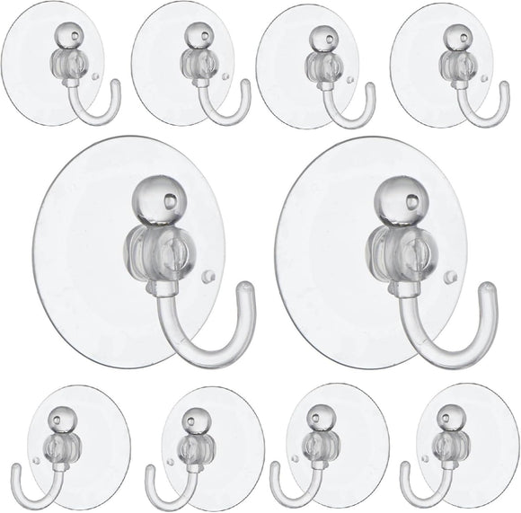 Clear Suction Sucker Window Hooks – 25mm & 40mm Plastic Suction Cup Hooks for Glass, Windows & Smooth Surfaces