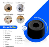 Door Stops – Small 28mm (1.1/8") Black & White Pack of 4 with Fixings – Wall & Skirting Mounted Door Stoppers