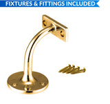 63mm Heavy Duty Handrail Bracket – Chrome, Satin, Brass & Black – Wall Mounted Stair Rail Support with Matching Screws