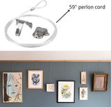 Picture Hanging Kit – Moulding Hooks + 1.5m Perlon Cords with Loop + STAS Zipper Hooks – Rail System Set – Brass, Chrome, White