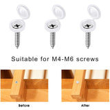 100x Hinged Screw Cover Caps for 6-8 Gauge Screws – White & Black Plastic Caps with Base Washers | Durable, Neat Screw Concealers for Furniture, Cabinets & DIY Fixings