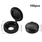 100x Hinged Screw Cover Caps for 6-8 Gauge Screws – White & Black Plastic Caps with Base Washers | Durable, Neat Screw Concealers for Furniture, Cabinets & DIY Fixings