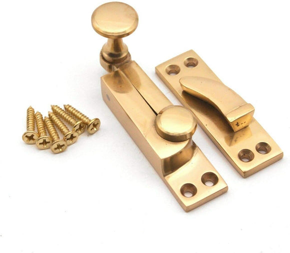 Quadrant Fastener – Solid Brass Sash Window Lock Catch – Traditional Casement Window Fastener with Screws