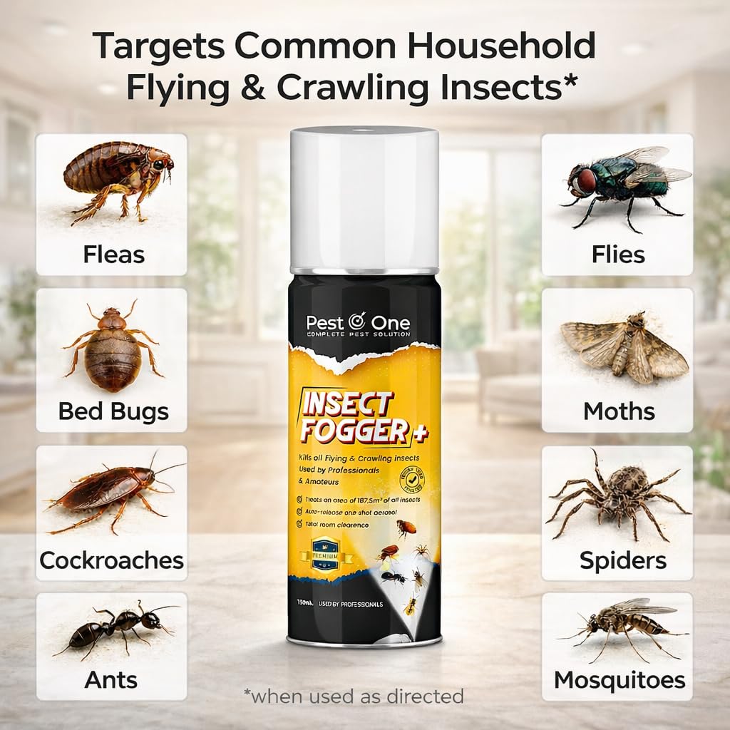 Peat o one Formula Insect Fogger One Time Spray- Mosquito, Bee, Wasp, Bedbug, Flies, Fleas, Spiders, Moths & Crawling Insects