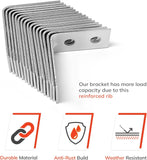 Corner L Brackets Metal – Galvanised Reinforced Steel Wood Braces – 20mm to 150mm Angle Brackets for Furniture & Shelving