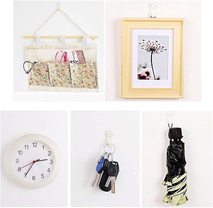 10 x 40mm Plastic Large Hard Wall Picture Hooks - White | Frame, Mirror, Photo Hanging - Sisi UK Ltd