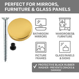 Mirror Screws & LARGE Caps Threaded Bolt Screws with Polished/ Satin Brass Flat Caps 20mm & Rubber Washers - Pack of 4 & 8