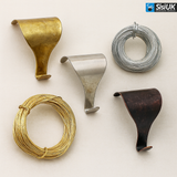 10 x Picture Rail Hooks with 3m Wire – No Drill Picture Hanging System – Chrome, Brass or Antique Bronze Finish