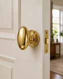 Solid Brass 65mm Victorian Style Oval Mortice Door Knob Set – Traditional Antique Pair for Internal & External Doors