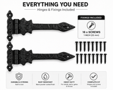 Spear Hinges Black Ironmongery – Antique Hinges - Heavy Duty Decorative Door and Gate Hinges (152mm, 225mm, 300mm)