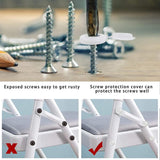 100 Pack Large Hinged Screw Cover Caps for 10–12 Gauge Screws – White Plastic Caps with Base Washers | Durable Screw Head Concealers for Furniture, Cabinets & DIY Projects