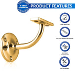 63mm Heavy Duty Handrail Bracket – Chrome, Satin, Brass & Black – Wall Mounted Stair Rail Support with Matching Screws