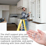 100 x Clear Shelf Support Pegs & Studs – Cabinet Cupboard Bookcase Shelf Support Pins Furniture Shelving Supports