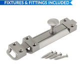 Satin Chrome Door Bolts – 4", 6", 8" Surface Mounted Sliding Door Lock – Durable Tower Bolts for Bedrooms, Bathrooms, Cupboards & Storage
