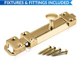 Polished Brass Door Bolts – 4", 6", 8", 10" Surface Mounted Sliding Door Lock – Durable Brass Tower Bolts for Bedrooms, Bathrooms, Cupboards & Storage