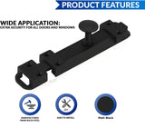 Matt Black Door Bolt 4" (100mm) – Surface Mounted Sliding Lock | Modern Tower Bolt for Bathroom, Bedroom, Cupboard & Storage Doors