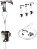 Picture Hanging Kit – Moulding Hooks + 1.5m Perlon Cords with Loop + STAS Zipper Hooks – Rail System Set – Brass, Chrome, White