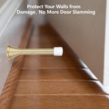 Spring Door Stop Set – Silver or Brass Finish | 75mm Heavy Duty Metal Spring Stops with Base Plate & Anti-Slip Rubber Tip
