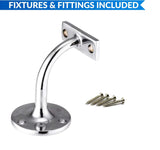 63mm Heavy Duty Handrail Bracket – Chrome, Satin, Brass & Black – Wall Mounted Stair Rail Support with Matching Screws