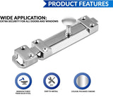 Polished Chrome Door Bolts – 4", 6", 8" Surface Mounted Sliding Door Lock – Durable Tower Bolts for Bedrooms, Bathrooms, Cupboards & Storage