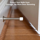Spring Door Stop Set – Silver or Brass Finish | 75mm Heavy Duty Metal Spring Stops with Base Plate & Anti-Slip Rubber Tip