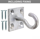 Galvanised Hook on Plate 50mm (2") Square – Heavy Duty Wall Mount Utility Hook for Shed, Garage, Gate & Storage