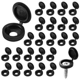 100x Hinged Screw Cover Caps for 6-8 Gauge Screws – White & Black Plastic Caps with Base Washers | Durable, Neat Screw Concealers for Furniture, Cabinets & DIY Fixings