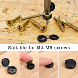 100x Hinged Screw Cover Caps for 6-8 Gauge Screws – White & Black Plastic Caps with Base Washers | Durable, Neat Screw Concealers for Furniture, Cabinets & DIY Fixings