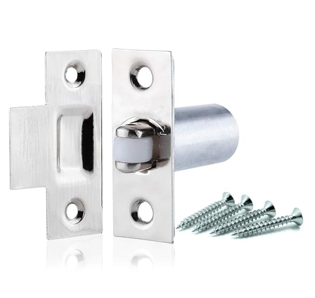 Adjustable Roller Catch – Chrome (Np) or Brass(EB) Finish – Cupboard, Cabinet & Door Latch with Strike Plate