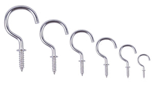 Polished Chrome Shouldered Cup Hooks – Screw-In Metal Wall Hooks for Mugs, Keys, Lights & Storage – Heavy Duty Shiny Finish
