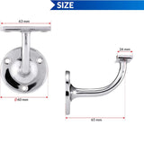 63mm Heavy Duty Handrail Bracket – Chrome, Satin, Brass & Black – Wall Mounted Stair Rail Support with Matching Screws