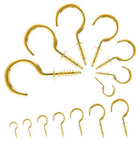 Polished Brass Shouldered Cup Hooks – Screw-In Metal Wall Hooks for Mugs, Keys, Lights & Storage – Heavy Duty Decorative Finish