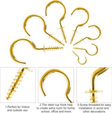 Polished Brass Shouldered Cup Hooks – Screw-In Metal Wall Hooks for Mugs, Keys, Lights & Storage – Heavy Duty Decorative Finish
