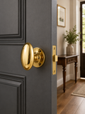 Solid Brass 65mm Victorian Style Oval Mortice Door Knob Set – Traditional Antique Pair for Internal & External Doors