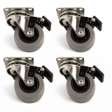 Swivel Castor Wheels 50mm Heavy Duty Rubber Caster Set of 4 with Brake – Furniture, Trolley & Workbench Wheels