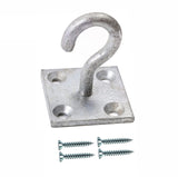 Galvanised Hook on Plate 50mm (2") Square – Heavy Duty Wall Mount Utility Hook for Shed, Garage, Gate & Storage