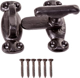 Black Cast Iron Cupboard Turn Latch – Antique Style Cabinet Lock with Screws – Traditional Gate, Door or Trunk Catch