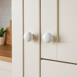 Ceramic Cabinet Knob 38mm White  – Round Door & Drawer Knob with Fixing Screw for Cupboards, Wardrobes & Furniture
