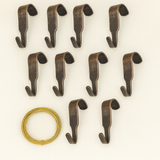 10 x Picture Rail Hooks with 3m Wire – No Drill Picture Hanging System – Chrome, Brass or Antique Bronze Finish