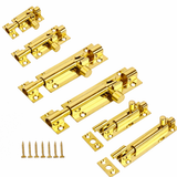 Door Bolts Polished Brass Slide – Straight & Necked – Sizes 38mm, 50mm, 75mm, 100mm, 150mm – Bathroom, Toilet & Shed Door Latches