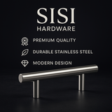 12mm Cabinet Pull Handle SSS – Satin Stainless Steel Cupboard & Drawer Handle – 96mm to 384mm Centres (Multiple Sizes Available)