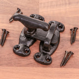Black Cast Iron Cupboard Turn Latch – Antique Style Cabinet Lock with Screws – Traditional Gate, Door or Trunk Catch