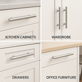 12mm Cabinet Pull Handle SSS – Satin Stainless Steel Cupboard & Drawer Handle – 96mm to 384mm Centres (Multiple Sizes Available)