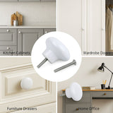 Ceramic Cabinet Knob 38mm White  – Round Door & Drawer Knob with Fixing Screw for Cupboards, Wardrobes & Furniture