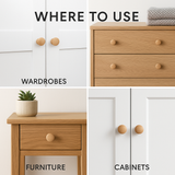 Pine Cabinet Knobs – Drilled Wooden Furniture Knobs (No Screws Included) – 30mm to 50mm Sizes Available