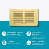Gold Aluminium Louvre Air Vent Cover – Adjustable Ventilation Grille with Flyscreen – Sizes 9"x3", 9"x6"