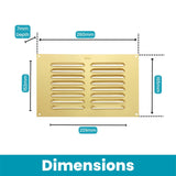 Gold Aluminium Louvre Air Vent Cover – Adjustable Ventilation Grille with Flyscreen – Sizes 9"x3", 9"x6"