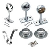 Wardrobe Pole Hanging Rail Fittings – Chrome Clothes Rail Supports for 19mm & 25mm Round Tube – Heavy Duty Wardrobe Pole Brackets