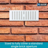 White Plastic Adjustable Air Vent Cover with Flyscreen – Hit & Miss Slide Mesh Grille for Ventilation – Sizes 9"x3", 9"x6", 9"x9"